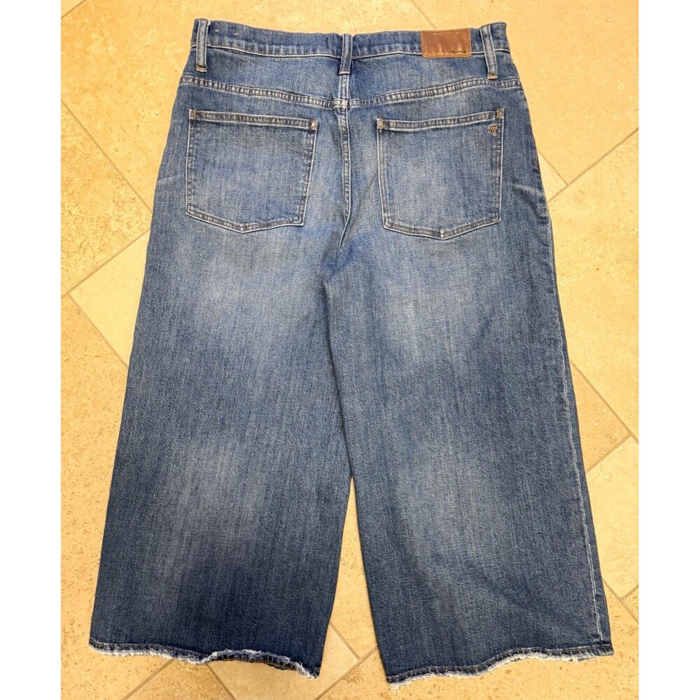 Madewell Wide-Leg Crop Jeans Medium Finney Wash Size 31 Raw Hem Light Distress - Picture 5 of 12